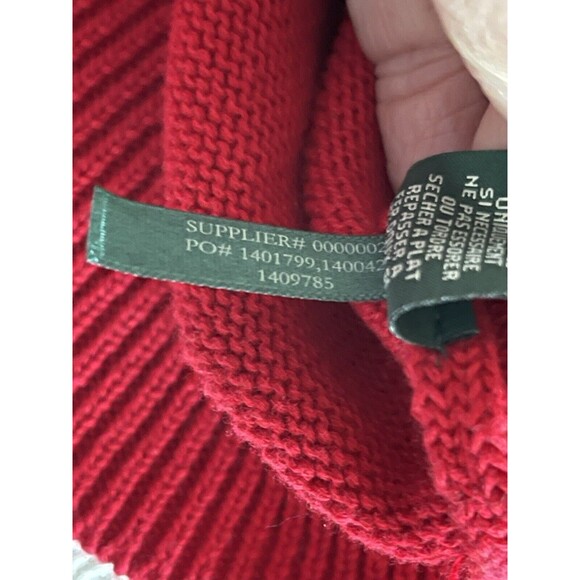 LRL Lauren Jeans Co Ralph Lauren Red Qtr Button Sweater Military Patch Ladies XL - Picture 8 of 13